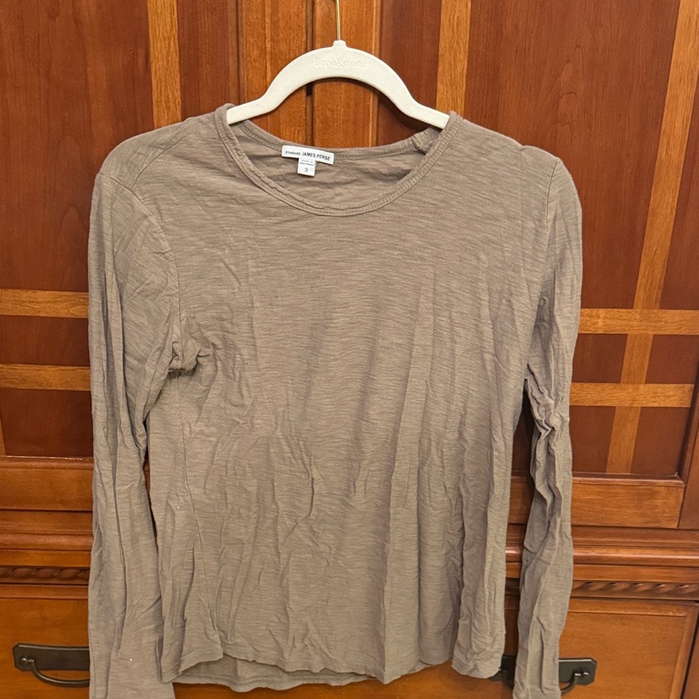 James Perse Taupe Long Sleeve Shirt